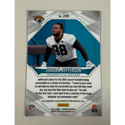 2024 Phoenix Jordan Jefferson RC Auto #209 Rookies Jaguars Signed Rookie