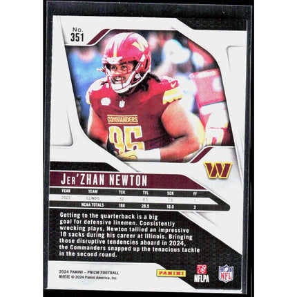 Jer'Zhan Newton 2024 Panini Prizm #351 RC Washington Commanders
