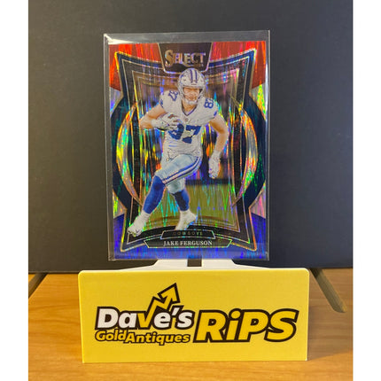 Jake Ferguson 2024 Select Concourse #64 Red & Blue Prizm Shock Dallas Cowboys