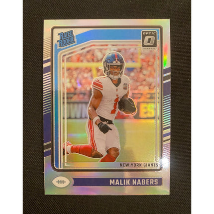 Malik Nabors 2024 Donruss Optic #271 RC Rated Rookie Holo Giants