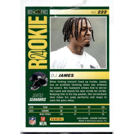 D.J. James 2024 Panini Encore #222 RC Seattle Seahawks