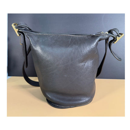 Vintage Coach Bucket Bag #9953 Black Leather Shoulder Handbag