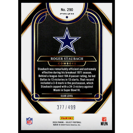 Roger Staubach 2024 Panini Select Neon Green Prizm Shock #290 SN Dallas Cowboys