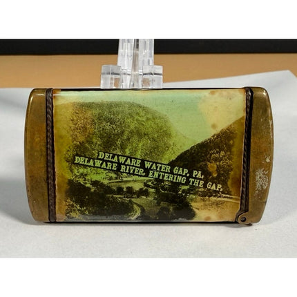 Delaware Water Gap, PA. Souvenir Celluloid Wrapped Match Safe Holder 3" Vintage
