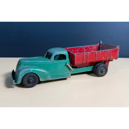 Vintage Hubley Kiddie Toy Dump Truck Green Red Diecast Metal
