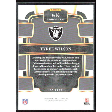 Tyree Wilson 2023 Panini Select #60 RC Las Vegas Raiders