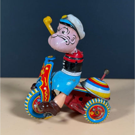 Marx Popeye Wind-Up Tricycle Toy Working Missing Arms Vintage 4"