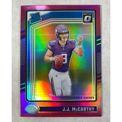 2024 Donruss Optic Rated Rookie J.J. McCarthy RC Pink Prizm #235 Vikings