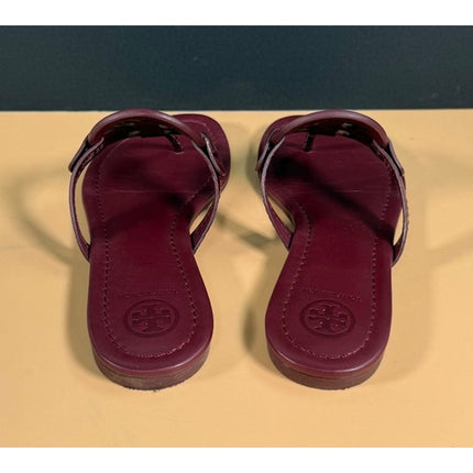 Tory Burch Miller Thong Sandals Claret Burgundy Croc Emboss Women's 6.5 NIB
