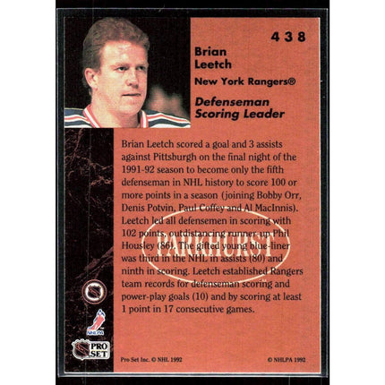 Brian Leetch 1991-92 Parkhurst #438 New York Rangers