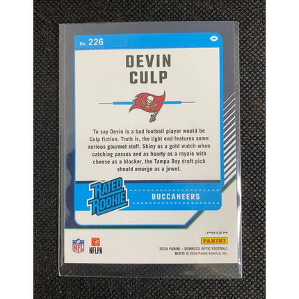 Devin Culp 2024 Prizm 226 Rated Rookie Tampa Bay Buccaneers Purple Shock