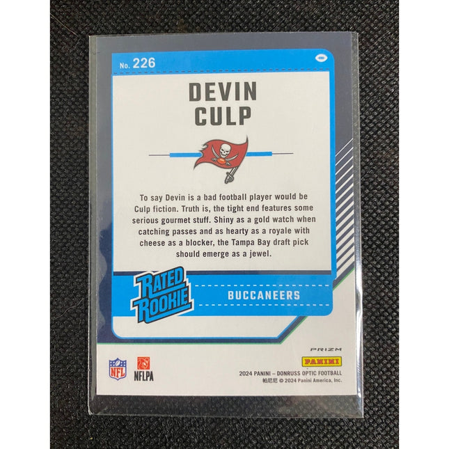 Devin Culp 2024 Prizm 226 Rated Rookie Tampa Bay Buccaneers Purple Shock