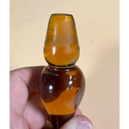 Yellow Crackle Glass Decanter with Stopper 9.5" Decorative Glass Bottle