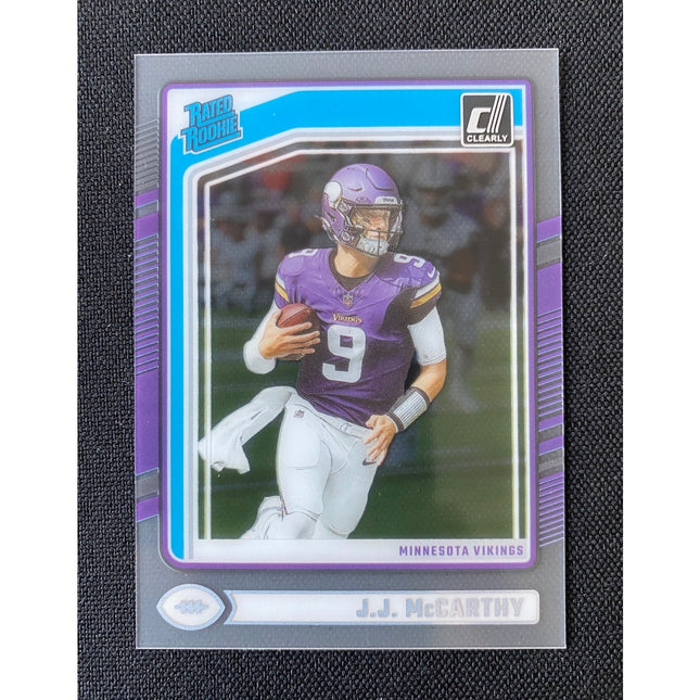 J.J. McCarthy 2024 Clearly Donruss #61 RC Rated Rookie Vikings