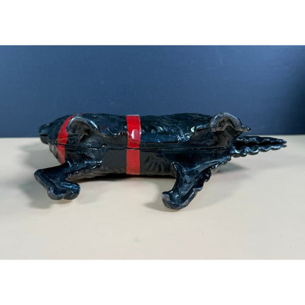 Cast Iron Newfoundland Dog Still Bank Coin Bank Great Paint 8"