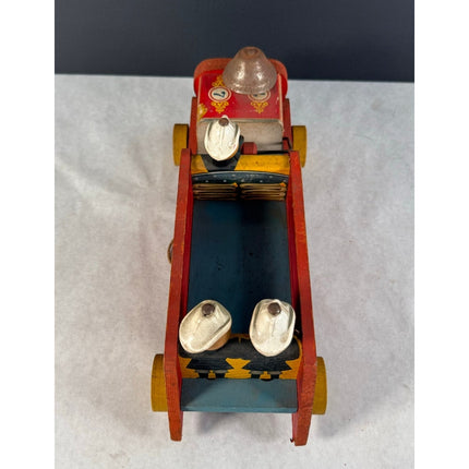 Fisher Price 12” Lookey Wooden Fire Truck Pull Toy Vintage Working