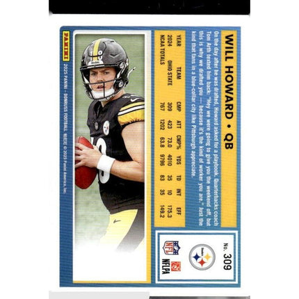Will Howard 2025 Donruss Press Proofs Blue #309 RC Pittsburgh Steelers