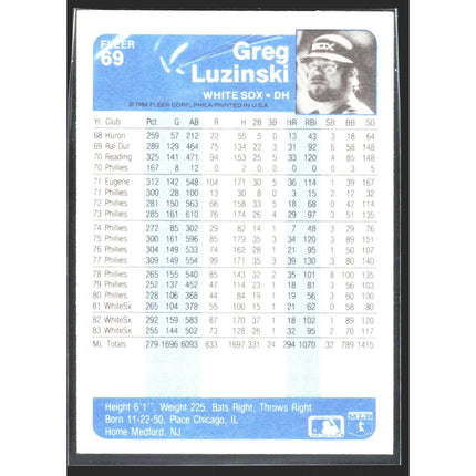 Greg Luzinski 1984 Fleer #69 Chicago White Sox