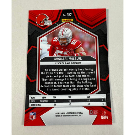 2024 Panini Mosaic Michael Hall Jr. RC #352 Rookie Card Cleveland Browns