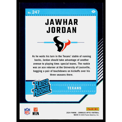 Jawhar Jordan 2024 Donruss Optic #247 RC,Rookie Houston Texans