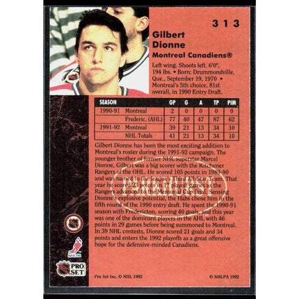 Gilbert Dionne 1991-92 Parkhurst #313 RC Montreal Canadiens