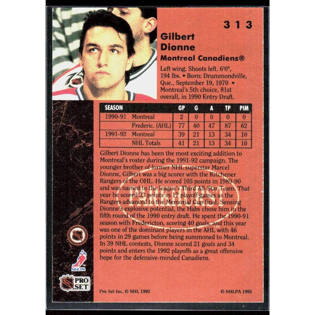 Gilbert Dionne 1991-92 Parkhurst #313 RC Montreal Canadiens