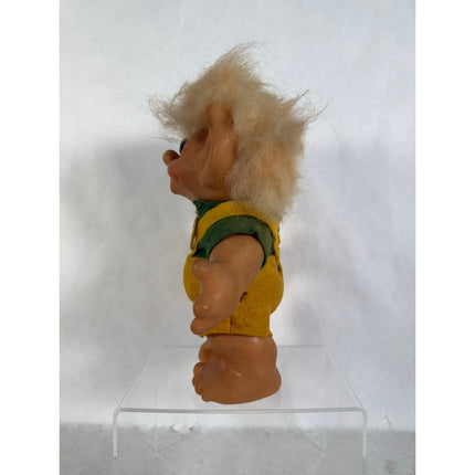 Vintage 1961 Thomas Dam Troll Doll Piggy Bank Blonde Hair Felt Clothes 7" Marked