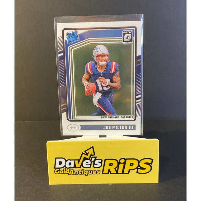 Joe Milton III 24 Donruss Optic 255 Patriots Rated Rookie