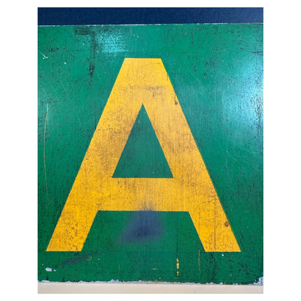 Vintage MTA Subway "All Stops" and "A" Sign 2-Sided Metal Sign