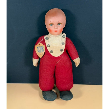 Vintage Unica Belgium Hassan Composition Doll 12" Tagged 1940s-1950s