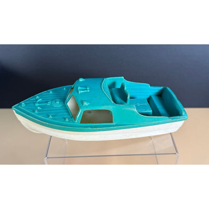 Vintage Hubley Plastic 8" Cabin Cruiser Toy Boat Classic Speedboat Collectible