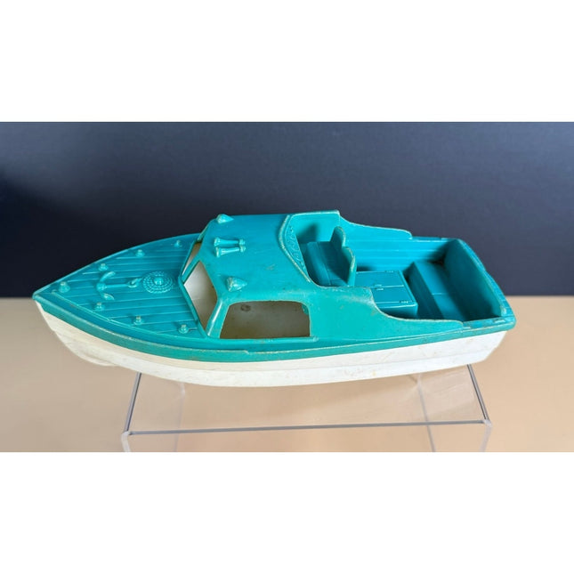 Vintage Hubley Plastic 8" Cabin Cruiser Toy Boat Classic Speedboat Collectible