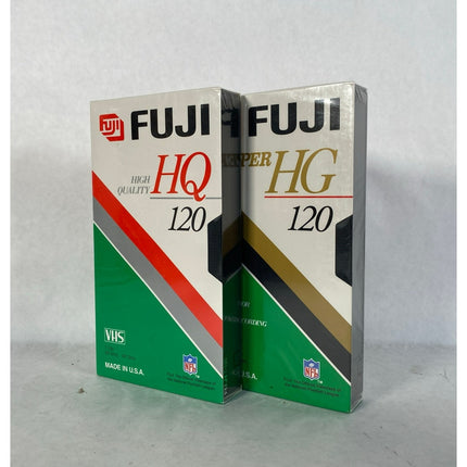 2x Fuji VHS Tapes Sealed Blank Video – HQ 120 & Super HG 120 – 4 Hrs Total