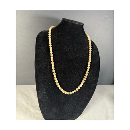 Majorica 14K Pearl Necklace 28” Long with Original Box Vintage