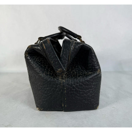 Vintage Lilly Black Pebbled Leather Doctor Bag Medical Travel Bag 13" Monogram
