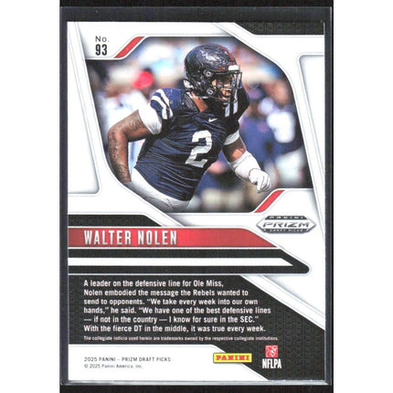Walter Nolen 2025 Panini Prizm Draft Picks #93 Ole Miss Rebels