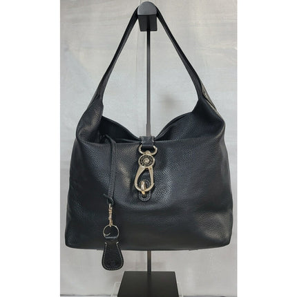 Dooney & Bourke Belvedere Black Pebble Leather Logo Lock Shoulder Bag MSRP $340