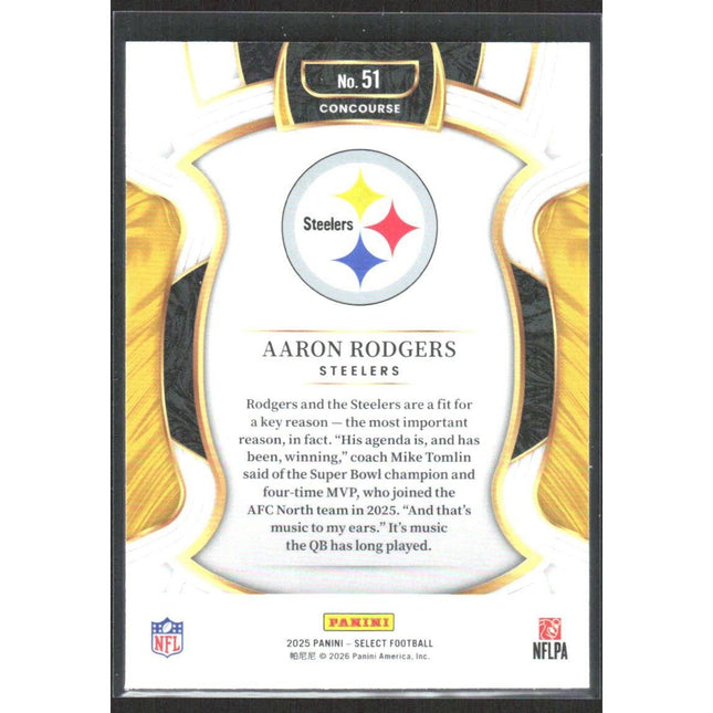 Aaron Rodgers 2025 Panini Select #51 Pittsburgh Steelers