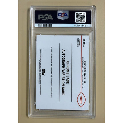 2024 Topps Chrome Rookie Auto Aqua Geometric Michael Hall Jr. #RAMHA /122 PSA 10