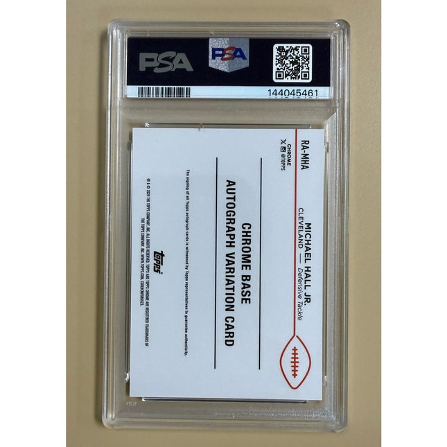 2024 Topps Chrome Rookie Auto Aqua Geometric Michael Hall Jr. #RAMHA /122 PSA 10