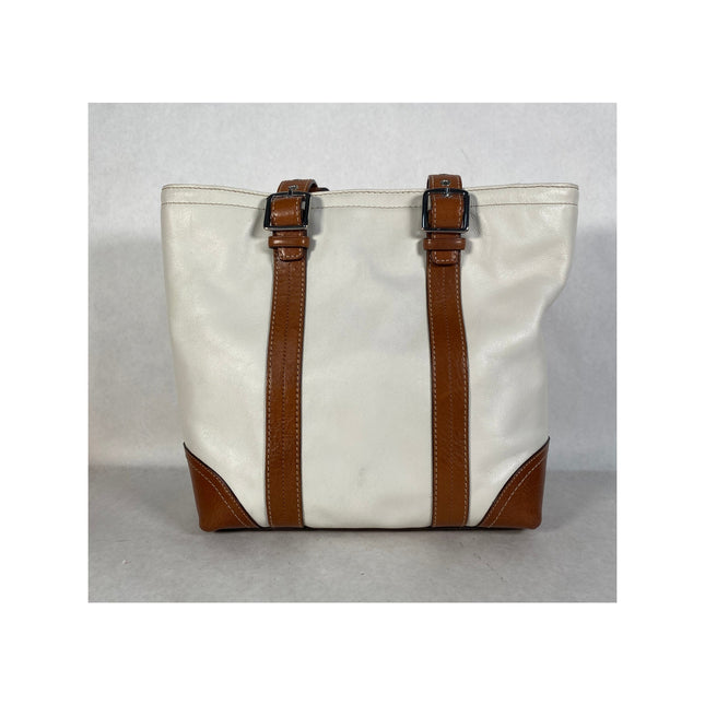 Coach Hampton Leather Bucket Tote Shoulder Bag F11201 Off White/Tan MSRP $398