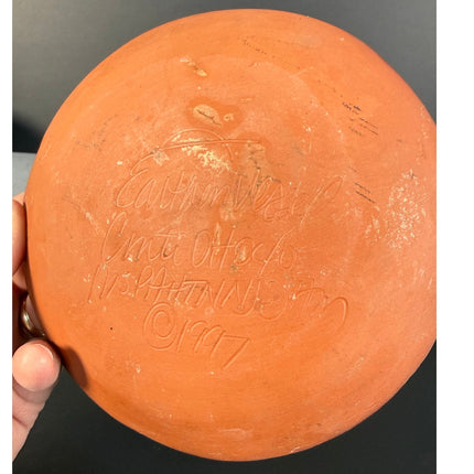 Redware Flower Dish Plate – Earthen Vessel Cincinnati Ohio – 1997