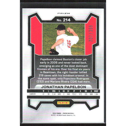 Jonathan Papelbon 2024 Panini Prizm Red Pulsar Prizms #214 SN Boston Red Sox