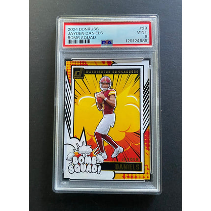 Jayden Daniels 2024 Commanders 29 Bomb Squad PSA 9