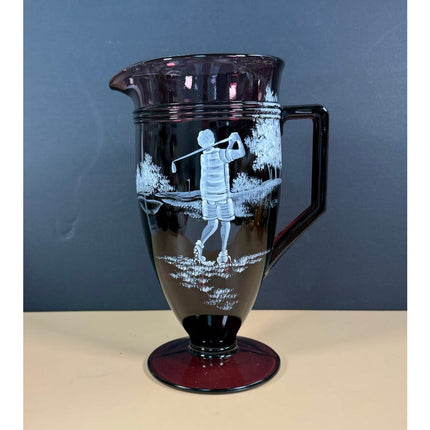 Fenton 2008 Amethyst Mary Gregory Golf Vase Hand Painted Sample OOAK