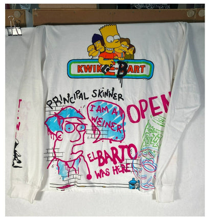VTG Bart Simpson Tee "Kwik-E-Bart" Large White Long Sleeve T-Shirt