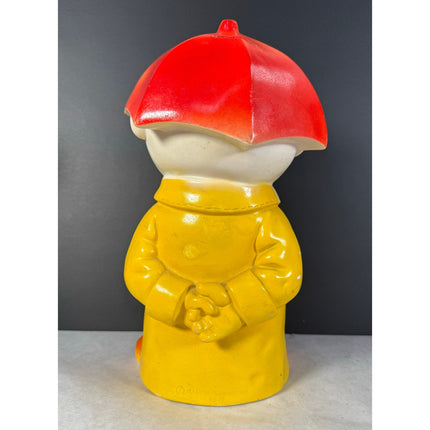 1971 Play Pal Plastics “For a Rainy Day” 11" Bank Vintage Coin Bank