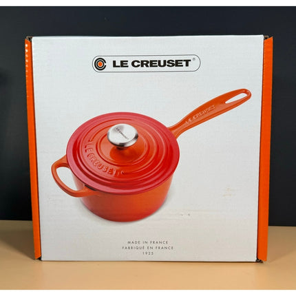 Le Creuset Signature Volcanic Flame Cast Iron 16cm Saucepan / 1 3/4 Qt Casserole