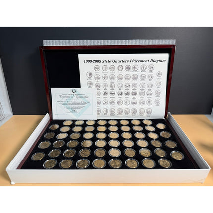 1999-2009 State & Territory Uncirculated 24K Gold State Quarters Collection COA
