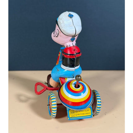 Marx Popeye Wind-Up Tricycle Toy Working Missing Arms Vintage 4"